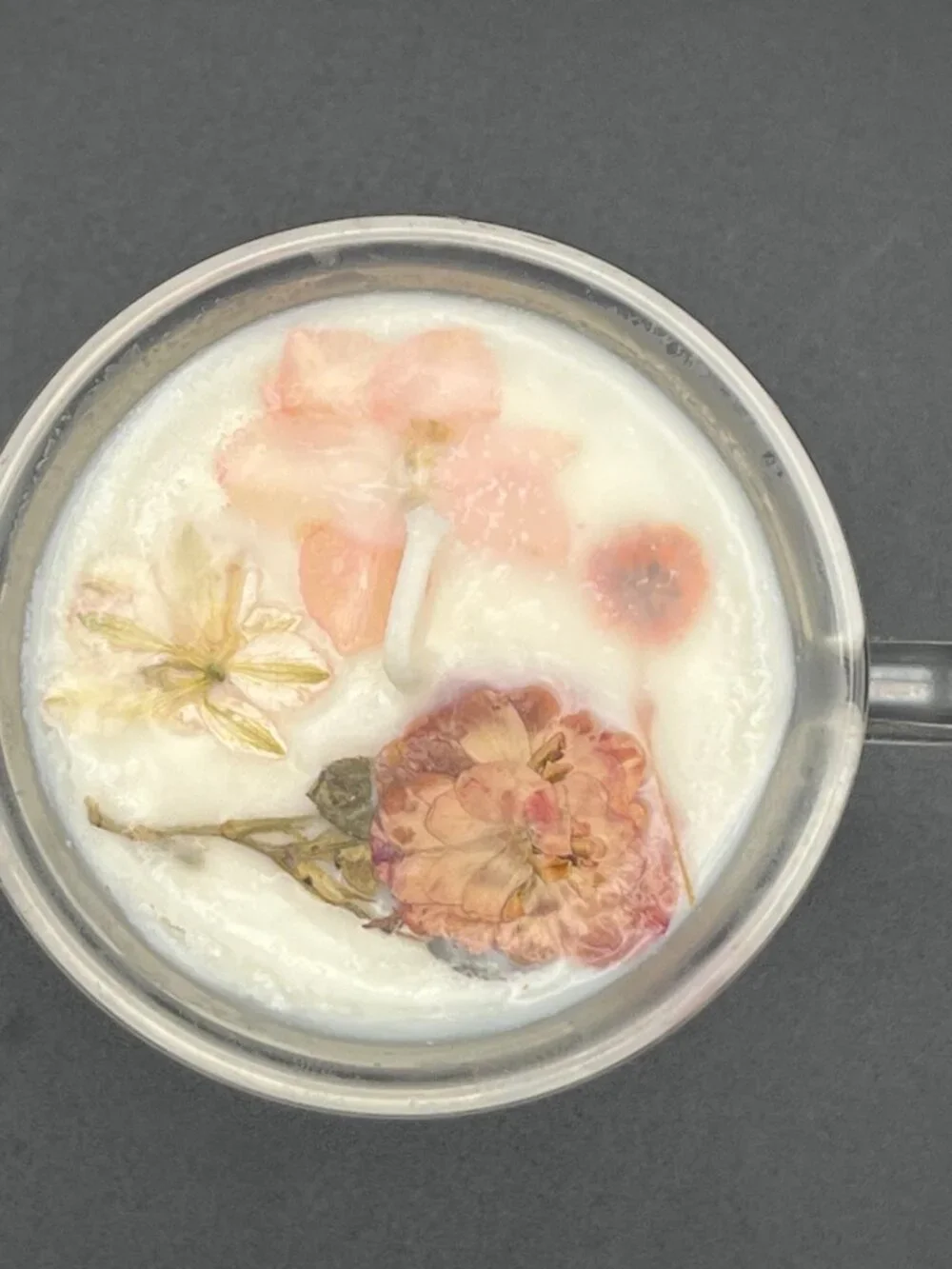 Peach Blossom Clear Glass Mug Candle